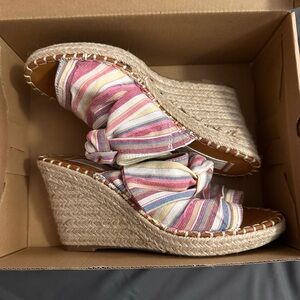 Colorful Striped Wedge Sandals